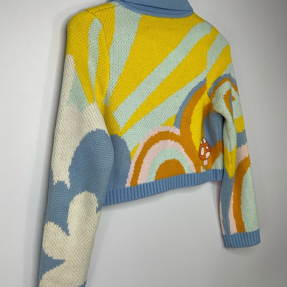 House of Sunny Mushroom Floral Cropped Cardigan Size 8 - Picture 11 of 12